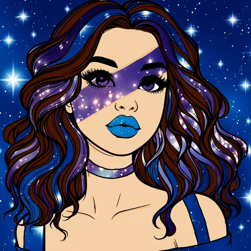 realistic girl with wavy hair and lips