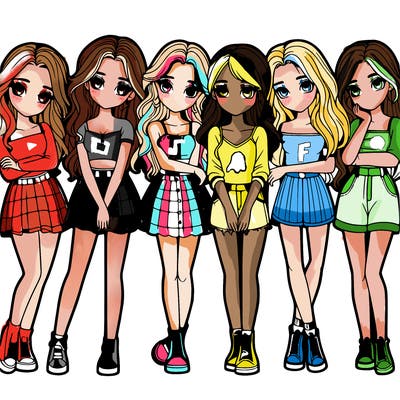 a group of girls realistic