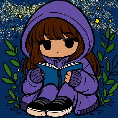 girl in oversized hoodie reading a book