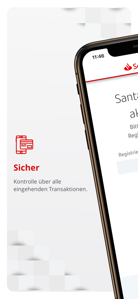 SantanderSign - Interfaz de la aplicación SantanderSign en un smartphone destacando las funciones de control seguro de transacciones