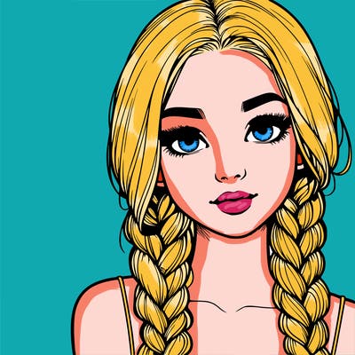 realistic girl with braids