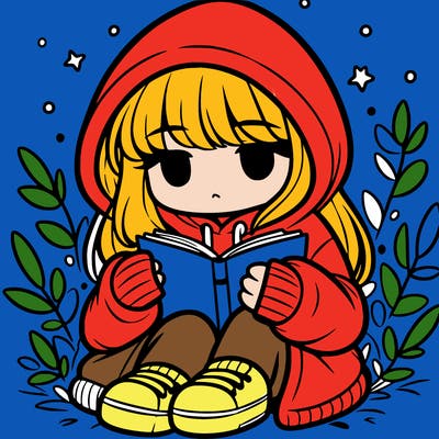 girl in oversized hoodie reading a book