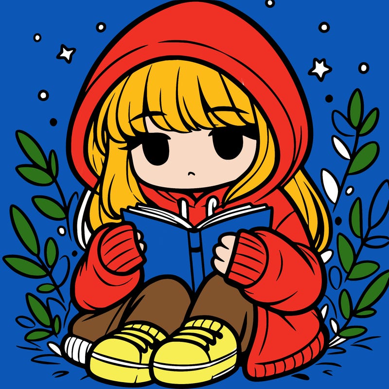 girl in oversized hoodie reading a book