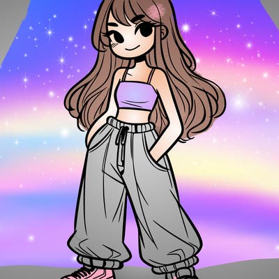 girl in crop top and baggy pants