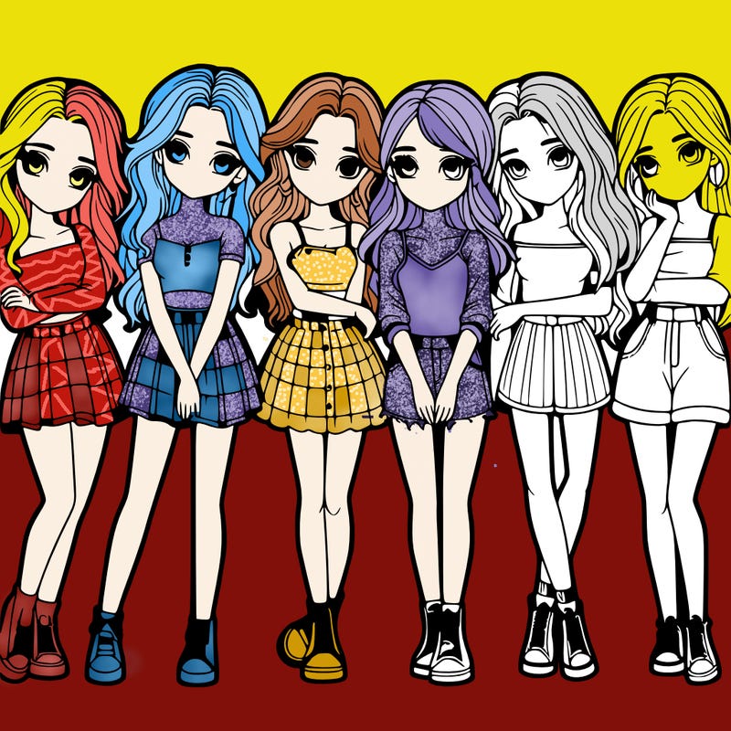 a group of girls realistic