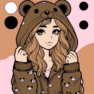 realistic girl in a animal pjs hoodie