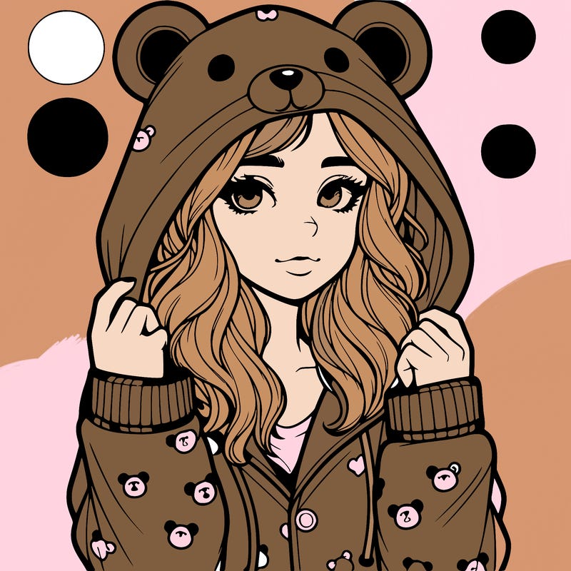 realistic girl in a animal pjs hoodie