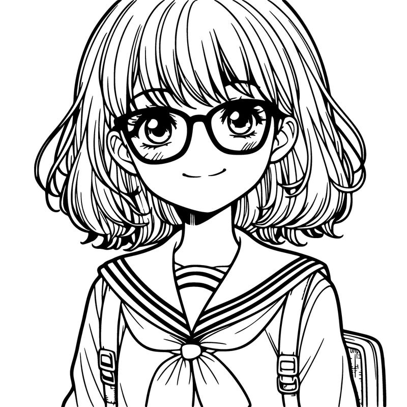 school girl with glasses