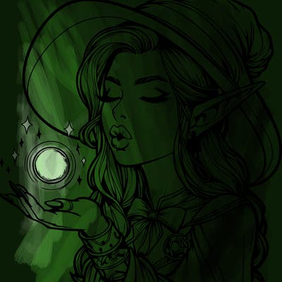 realistic elf casting a spell with lips