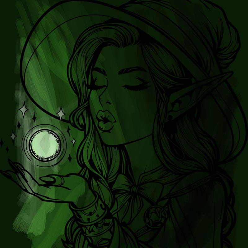 realistic elf casting a spell with lips