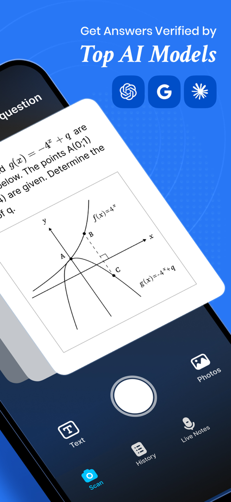 Solvely - AI Study Companion - Solvely app scanning a math graph problem to get verified answers from top AI models
