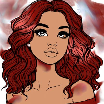 realistic girl with wavy hair and lips
