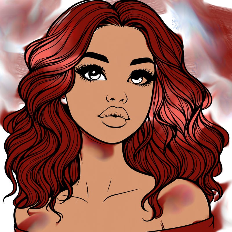 realistic girl with wavy hair and lips