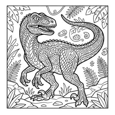 Dive into a world where ancient predators meet modern pop culture with this captivating Velociraptor coloring page. Its intricate design and dynamic pose offer a thrilling coloring experience for all dinosaur enthusiasts.