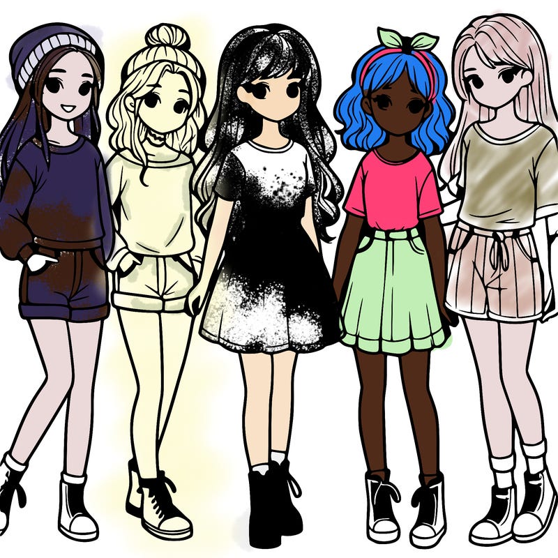 a group of five girls