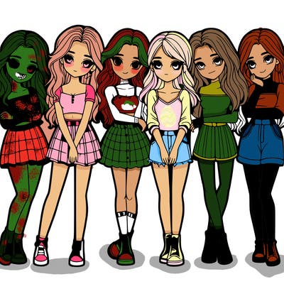 a group of girls realistic