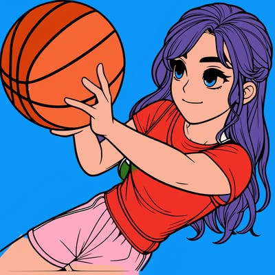 realistic girl playing basketball