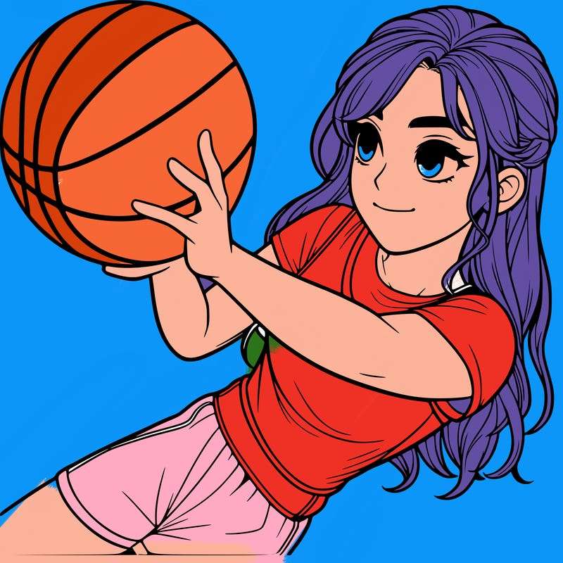 realistic girl playing basketball