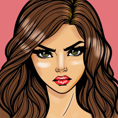 beautiful realistic girl with siren eyes and is intimidating