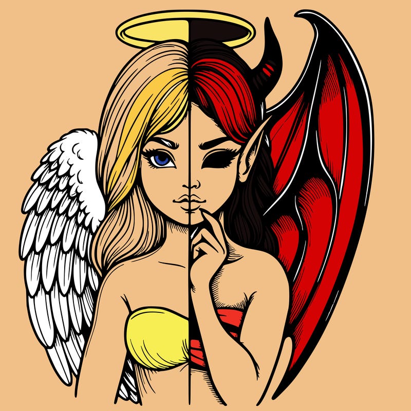 realistic angel half demon