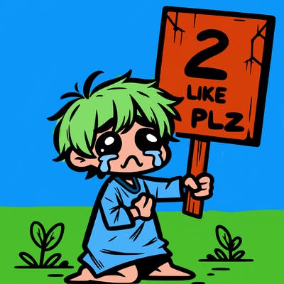 small poor toddler crying with sign that says 2 like plz