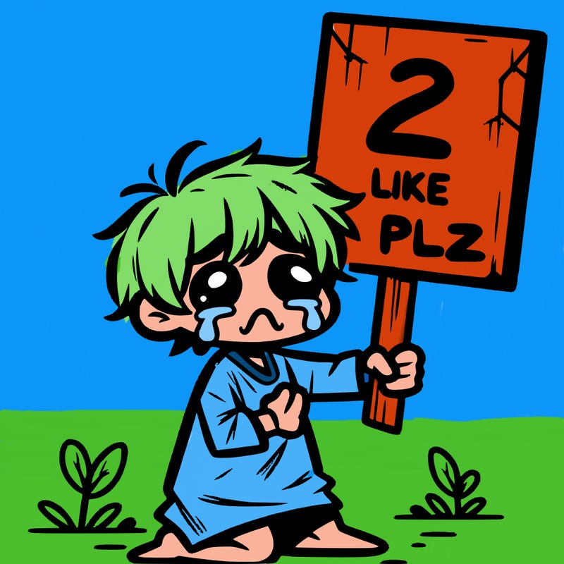 small poor toddler crying with sign that says 2 like plz