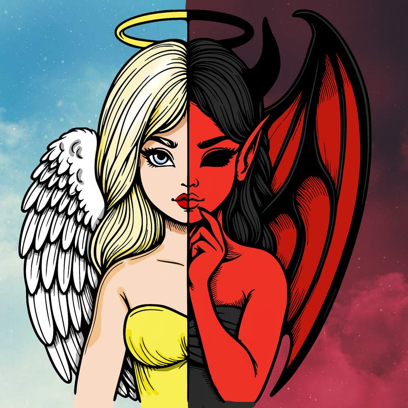 realistic angel half demon