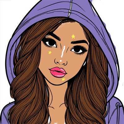 realistic beautiful girl with a hood on