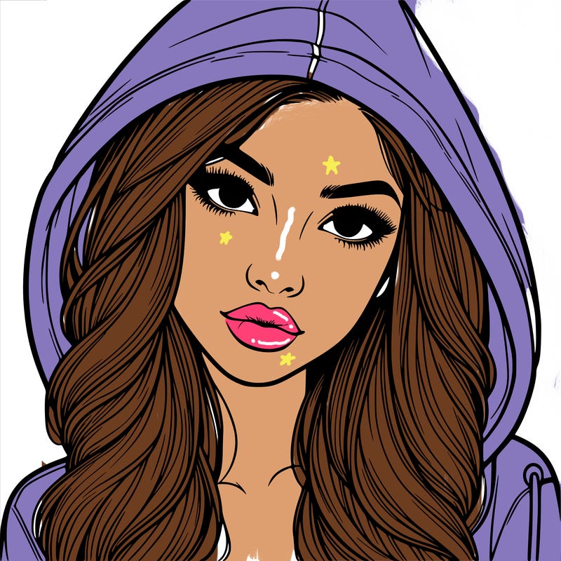 realistic beautiful girl with a hood on