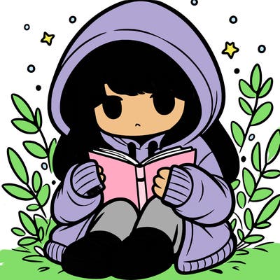 girl in oversized hoodie reading a book