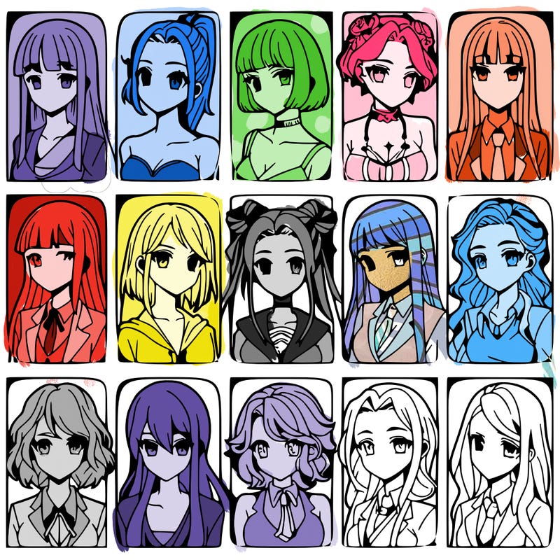 girls that look diffrent anime