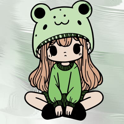 a girl wearing a frog hat and some frog socks