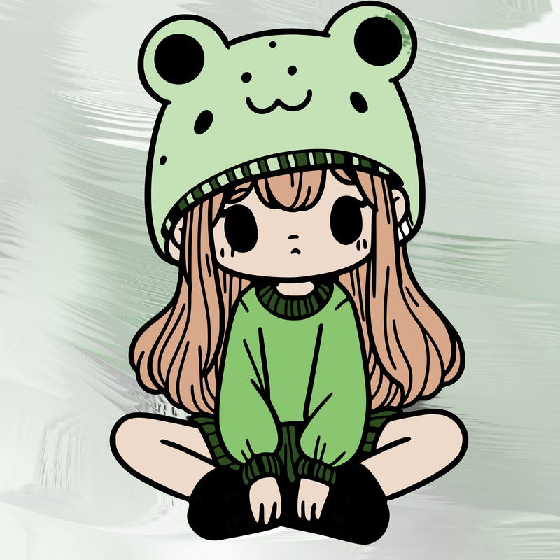 a girl wearing a frog hat and some frog socks