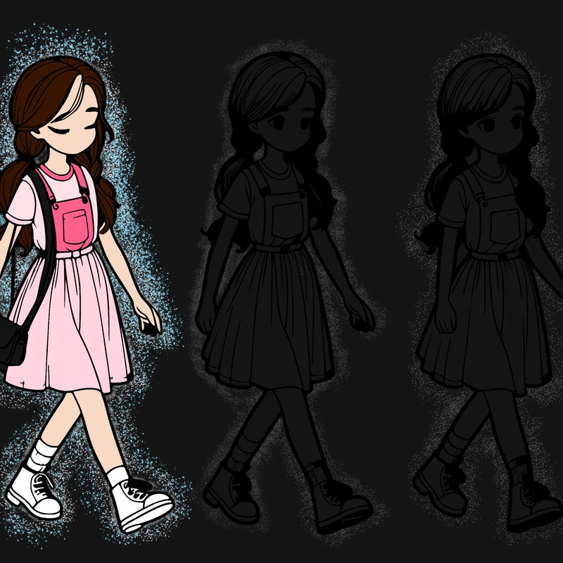 realistic girl walking around