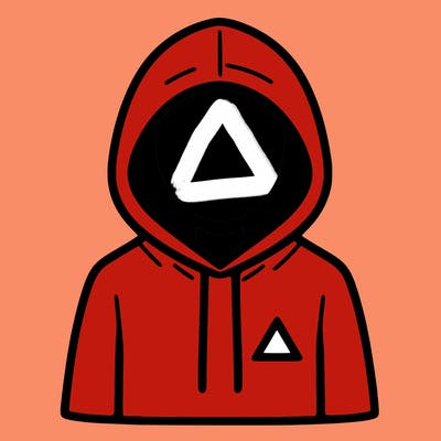 a person with non face waering a hoodie with a small triangle symbol