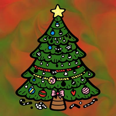 christmas tree with lots of details