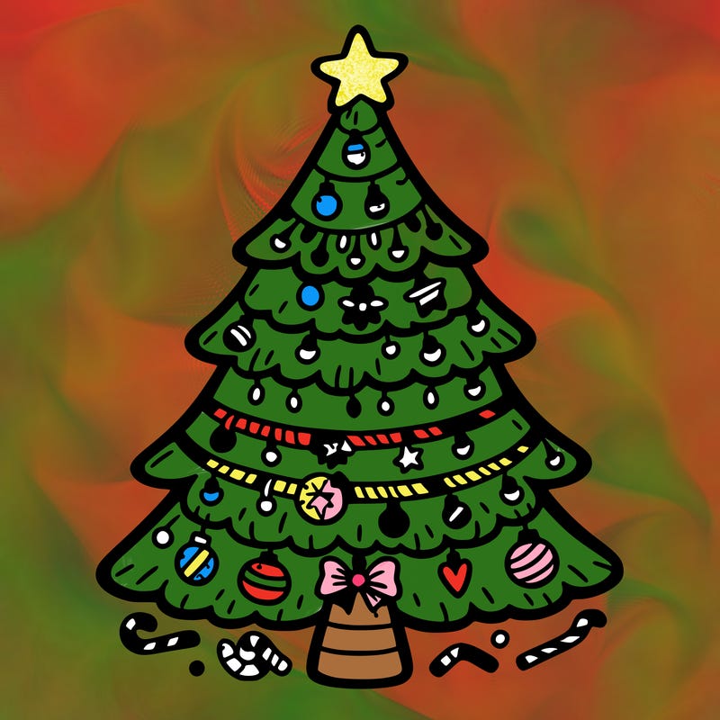 christmas tree with lots of details