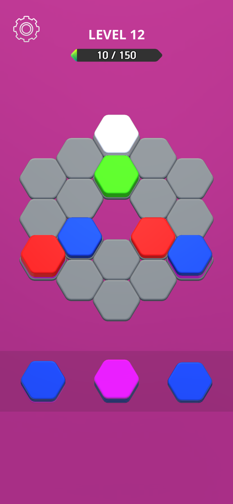 Hexa Sort Puzzle - Colorful hexagonal stacks in Hexa Sort Puzzle game level 12