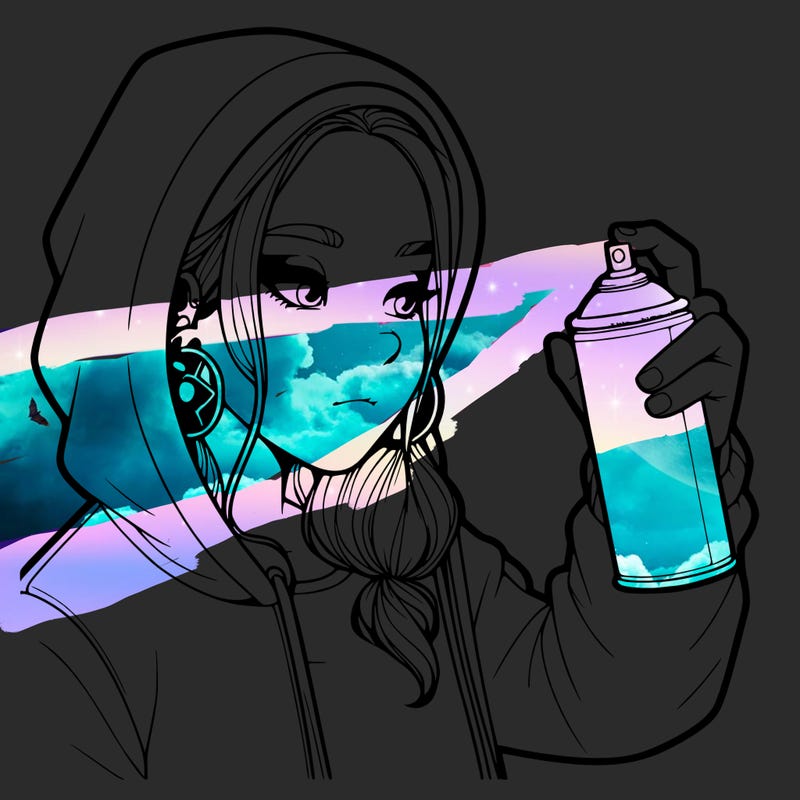 a realistic girl, spray painting