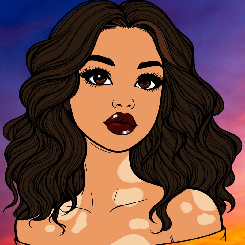 realistic girl with wavy hair and lips