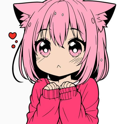 shy anime catgirl