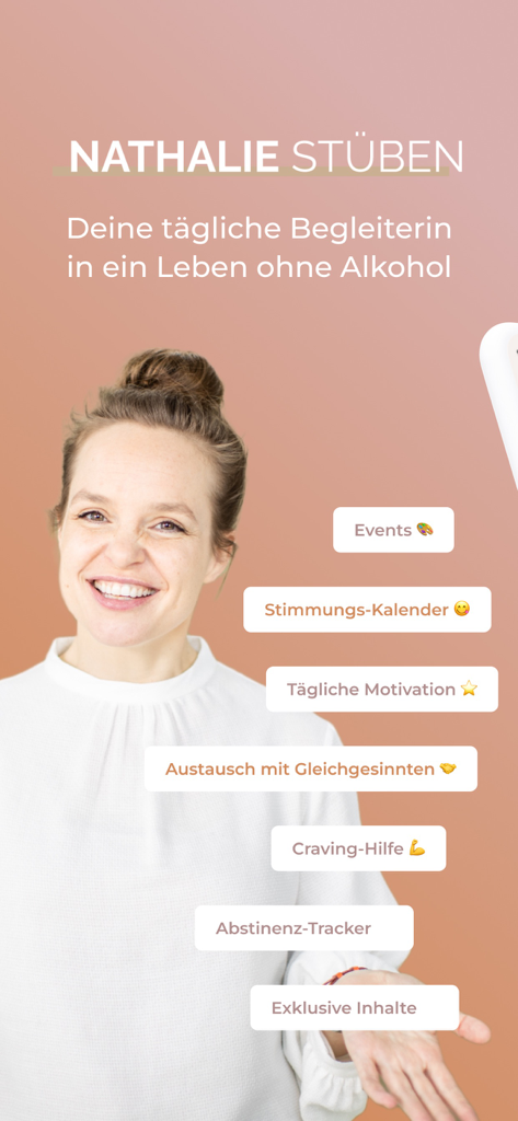 Nathalie Stueben presenting features of the OAMN alcohol-free lifestyle app