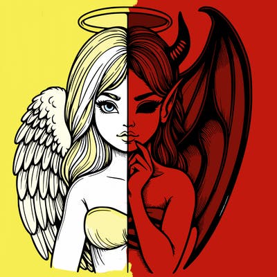 realistic angel half demon