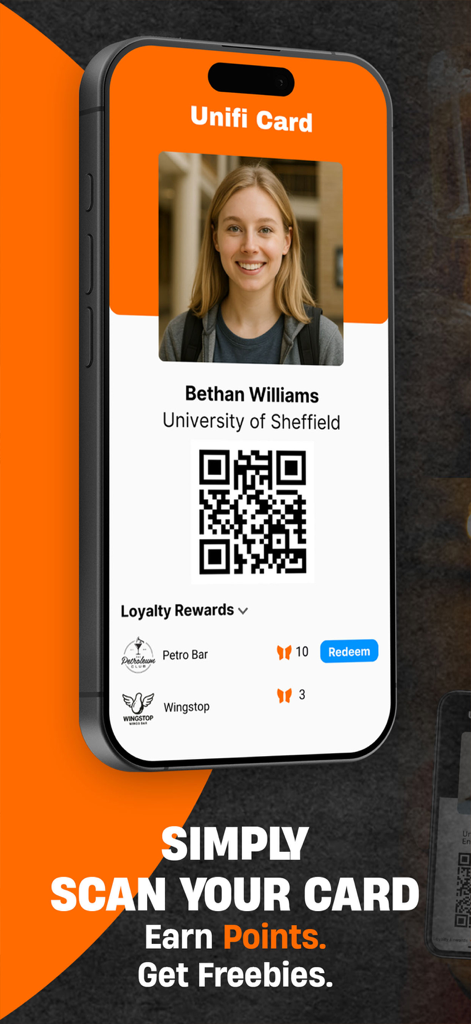 Unifi: Home of the Unifi Card - Tarjeta digital Unifi con un código QR y recompensas de fidelidad para estudiantes