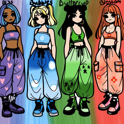 girls with crop top with baggy pants