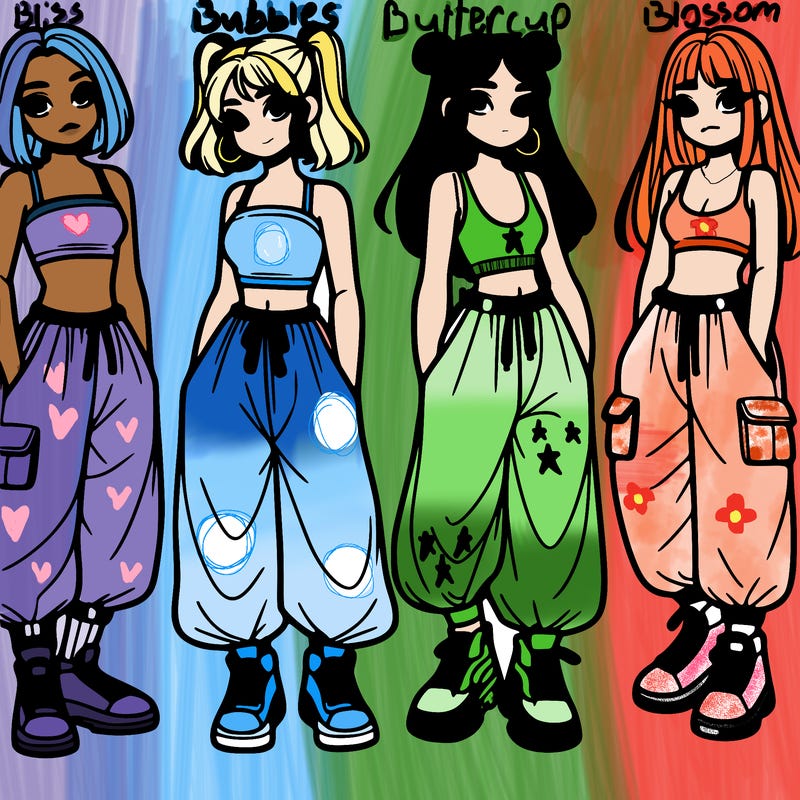 girls with crop top with baggy pants