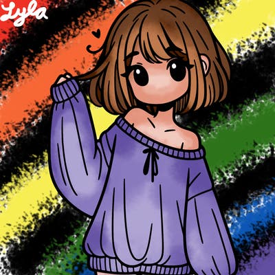 girl in baggy sweater hanging off her shoulder