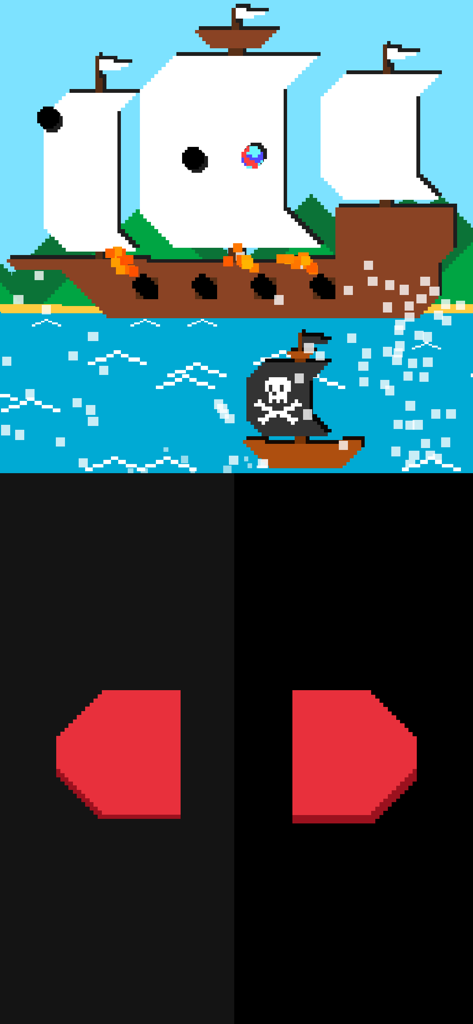 pureya - A pixel art pirate ship battle mini game with red control buttons