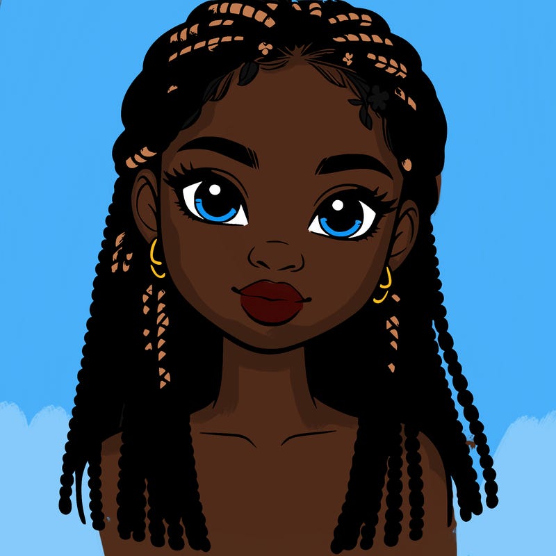 a realistic black girl with braids