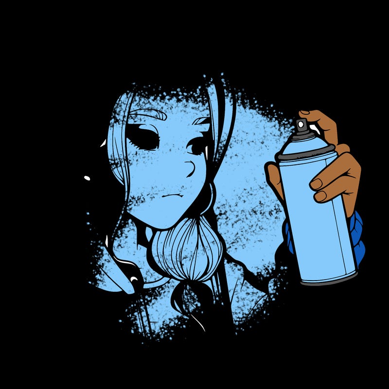 a realistic girl, spray painting